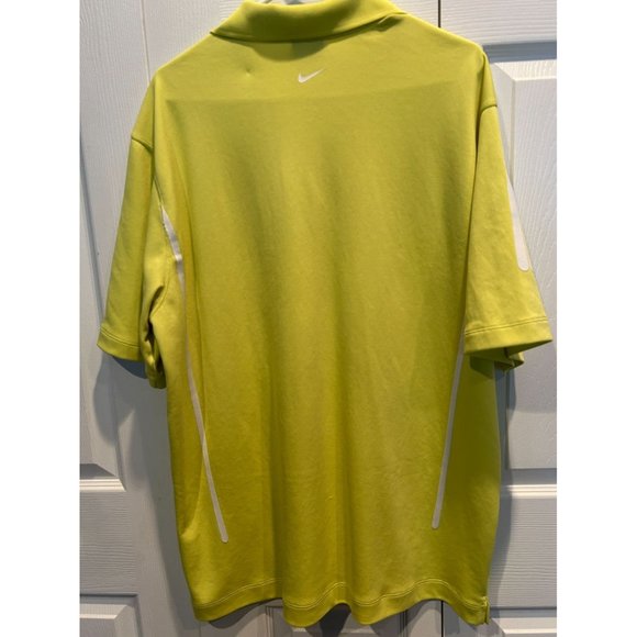 Nike Dri-Fit Golf Polo Shirt size XL, Chartreuse yellow green with White Trim - Picture 2 of 4